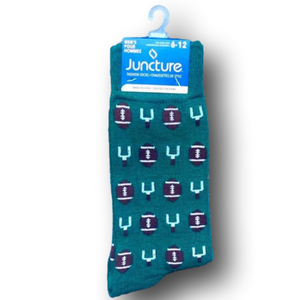 3/$18 Footballs & Field Goal Posts Funny Novelty Crew Socks - Brand New